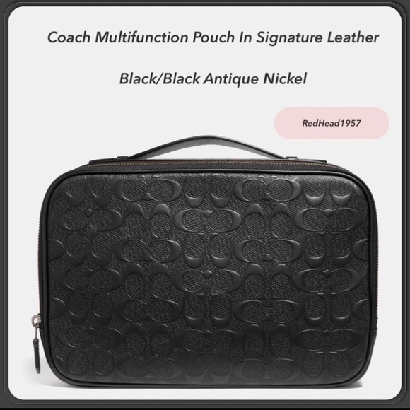 💕 Coach Multifunction Signature Leather Pouch Built In Wallet Bag 👝 NWT!!!♥️💕🎁🛍️ - Picture 2 of 12